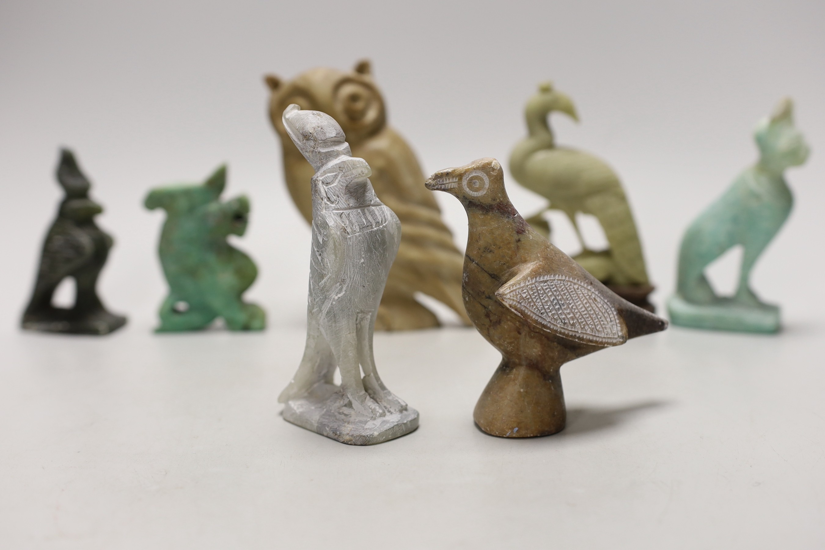 A group of Chinese, Egyptian hardstone and soapstone carvings
